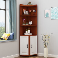 转角柜墙角  现代简约拐角边角三角多功能客厅卧室角落置物架收纳 柚木色+白门60*60*184 组装