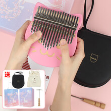 京炫（JINGXUAN)早教儿童玩具6女孩7岁以上9智力男孩8生日5礼物12动脑10新年3 粉色；17音-木质-萌猫-顺丰(带琴袋+礼盒礼袋)