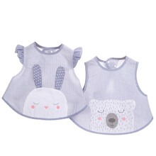 儿童罩衣婴儿吃饭围兜宝宝围嘴防溅衣防水反穿衣口水兜防水无袖反穿衣 小兔款 0-2岁