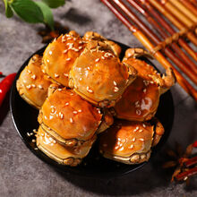 香辣蟹罐装一元蟹小螃蟹熟食即食海鲜全母蟹大闸蟹麻辣蟹钳小零食 305克公母2罐(香辣味)