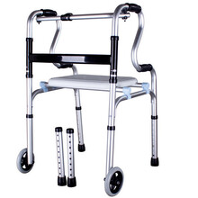 雅德 助行器老人老年助步器康复训练器材辅助行走器学走路扶手架拐杖带轮带座坐板椅子骨折代步手推车学步车 YC8209J带轮不带轮两用款