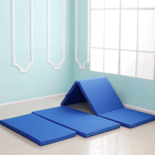 早教幼儿园儿童专用折叠加厚体操舞蹈仰卧起坐练功垫子空翻俯卧撑体能训练环保材质纯手工高弹牛津布无味 深蓝 环保儿童专用50*100*5直板款