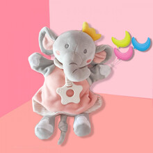 安抚巾婴儿可入口陪睡 婴儿毛绒玩具可啃咬安抚巾可入口自主睡眠宝宝豆豆标签哄睡神器 大象手偶