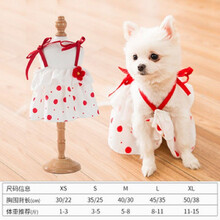 嬉皮狗狗狗猫咪衣服裙子公主泰迪衣服春夏薄款宠物小型犬比熊博美背心裙夏季 红色草莓 S(建议体重3-5斤)