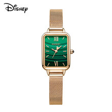 迪士尼手表女风简约气质复古学生方盘防水女士小绿表 钢带新品小绿表