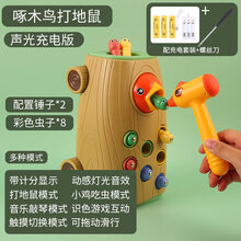 儿童电动大号打地鼠幼儿智力婴儿宝宝岁半男孩敲打老鼠啄木鸟玩具 声光双人充电板(锤子2个+彩色虫子8条+充电器+充