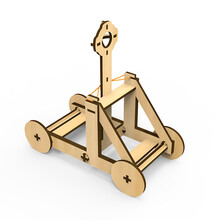 科学小制作投石机 儿童科技小制作投石机弩车模型拼装小学科学发明教具手工diy玩具 016 投石机 简单