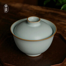 青澹汝窑茶壶盖碗三才盖碗茶杯大号泡茶碗茶具天青色景德镇陶瓷家用手工沐春盖碗 沐春盖碗 天青色