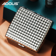 爱斗仕/adous烟盒20支装 创意个性自动弹香菸盒子 装烟金属烟盒 菱形格子