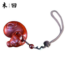 木回 印度小叶紫檀木雕八卦生肖牛古董文玩手把件木质牛转乾坤古玩随身把玩件 送男生送长辈老人的生日礼物