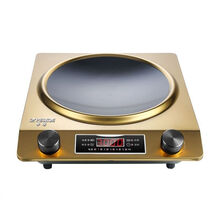 【半球】 凹面电磁炉家用大功率3500W3000W电磁灶爆炒防水SH 香槟金3000W 不粘锅+汤锅+锅盖+电饭煲