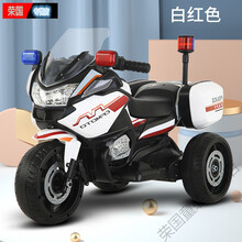 RGZXC 儿童电动摩托车三轮车小孩玩具男孩女宝宝电瓶童车可坐人充电警车 白色双驱动+加大电瓶+早教+ 真皮座椅