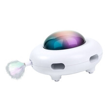 疯狂小狗 猫玩具电动猫咪羽毛逗猫棒智能自动猫咪用品 UFO飞碟猫玩具