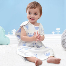 象宝宝（elepbaby）婴儿睡袋儿童睡袋透气新生儿宝宝3层纱布无袖背心睡袋60X40CM蓝色