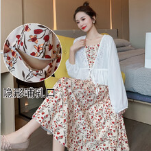 LC 2021新款哺乳装外出潮妈夏季喂奶衣夏季套装孕妇连衣裙 9925 雪纺衫 M