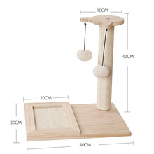 猫抓柱猫抓板玩具实木小型磨爪器立式剑麻绳猫爬架猫咪用品耐磨逗猫 实木剑麻柱42CM高