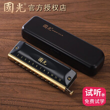 上海国光半音阶口琴C调初学者成人专业演奏级乐器 【12孔48音】国之梦-黑色