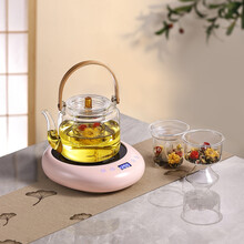 诺洁仕(LOCUS)A6升华版电陶炉茶炉煮茶器带记忆迷你家用加热泡蒸玻璃花茶壶小型茶炉电磁炉 升华版少女粉茶炉+玻璃壶L款套装