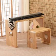 京炫（JINGXUAN)烧桐木仿古琴桌 共鸣古琴桌凳 实木琴桌琴凳国学古琴桌书法桌 原木色圆孔琴桌一套 整装