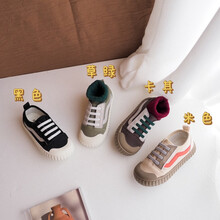 蒂布豆儿童鞋儿童帆布鞋2021春夏新款男女童板鞋宝宝鞋休闲软底幼儿园鞋 草绿色 21码内长13.8cm