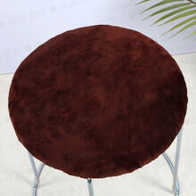 毛绒面加厚圆凳子套圆椅子坐垫小圆凳子坐套小吃饭店圆形椅套椅垫 咖色素色双层 凳面直径26-32CM厚度1-3CM