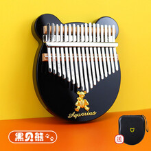 拇指琴透明 卡通水晶拇指琴卡林巴琴 17音初学者手指钢琴 迷你便携式可爱男女生儿童生日礼物小乐器 17音水晶黑贝熊+琴盒+全套赠品