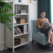 矮柜储物柜小矮柜书柜实木书架组合落地储物柜简约多功能捷时越 三层矮柜 象牙白色 现货 1-1.2米宽
