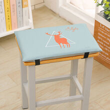 坐垫学生可爱学生椅子坐垫学生教室高中凳子坐垫卡通制衣厂坐垫 夏日款(亚麻)-好奇鹿 34*24*4cm海绵+双搭扣