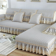 浩浩妈 沙发垫套装四季通用加厚沙发坐垫子欧式布艺沙发巾防滑实木组合沙发套罩全包定做 罗曼蒂灰色 单片装 70*70+20花边