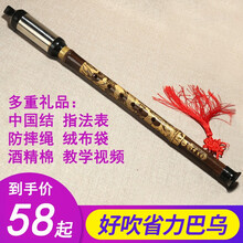 竖吹巴乌天然紫竹音准型民族乐器成人儿童学生初学乐器 F调+礼品+教材