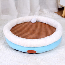【四季通用 下单带凉席】猫窝狗窝加大号加深猫垫子狗垫子中小型犬猫咪泰迪比熊宠物窝猫睡袋猫床用品 蓝色M号（7斤猫咪/5斤狗狗）