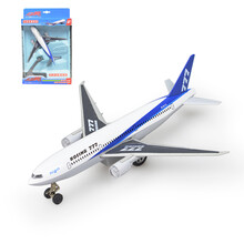 彩珀合金飞机模型仿真航空A380国航波音777空军1号C919客机声光回力儿童男孩宝宝玩具 777蓝色-盒装