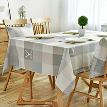 一居尚品 桌布防水防烫防滑免洗非pvc北欧台布ins长方形家用餐桌布布艺 麋鹿灰格137*180cm