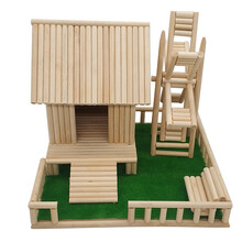 竹签一次性筷子diy手工模型创意建筑风车房子纯手工礼物成品材料 成品