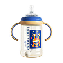 伊斯卡尔（EASYCare）ppsu大宽口径大宝宝一瓶三用奶瓶带鸭嘴吸管重力球儿童水杯耐摔防漏学饮杯 300ml吸管杯(12-36个月)蓝色