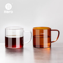 hero玻璃杯 欧式家用玻璃咖啡杯透明水杯套装 简约创意茶杯耐热咖啡杯 欧式家用玻璃咖啡杯220ml 原色