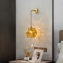 誉璇全铜北欧壁灯现代简约网红吧台灯个性创意玻璃球过道玄关主卧室灯具 茶色款 三色光