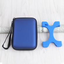 适用于西部数据随行版收纳包西数MYpassport随行版移动硬盘包抗摔收纳包硅胶套硬壳盒 蓝色包+(4T/5T容量)X形蓝硅胶套