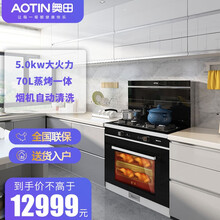 奥田（AOTIN）集成灶ZKT8蒸烤消一体灶蒸箱烤箱自动易清洗环保灶大吸力触控17立方大火力 右进气  左出风 天然气