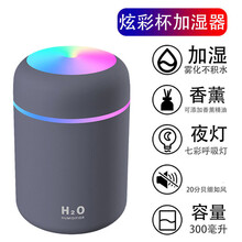 usb加湿器家用卧室小型迷你 大雾容量空气学生喷雾车载香薰机 加强款炫彩杯【藏蓝】 套餐一：USB数据线+1根棉棒