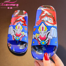 绚萌童鞋奥特曼儿童拖鞋夏小男孩宝宝卡通室内洗澡防滑软底超人凉拖鞋2021 蓝色 32/33码内长19cm