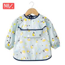 纽贝乐宝宝吃饭罩衣婴儿围兜卡通围嘴儿童饭兜防水画画反穿衣 小奶牛 90码（建议0-18个月）