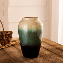 水培小花瓶摆件陶罐陶瓷客厅干花装饰水养花器餐桌复古瓷器插花瓶 翡翠绿中号