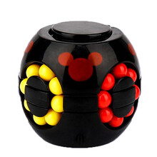 高质量旋转魔豆益智力开发指尖魔方魔盘手指陀螺儿童汉堡魔方玩具 圆魔豆-黑色