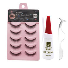 3D立体多层假睫毛自然柔软短款微交叉淡妆日常套装 一盒睫毛+胶水+镊子