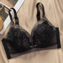 哺乳内衣喂奶防下垂聚拢有型 哺乳文胸孕妇文胸聚拢防下垂产后喂奶胸罩蕾丝怀孕期内衣女用乳罩 黑色 36/80