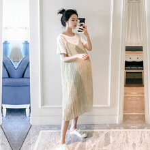 凯琳卡洛儿 孕妇装夏装2021新款雪纺孕妇连衣裙夏潮妈孕妇裙夏季裙子长款长裙 连衣裙 M