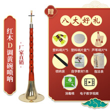 京炫（JINGXUAN)唢呐乐器初学者唢呐全套配件D调哨片芯子铜碗乌木红木檀 红木D调黄碗(8大超值礼品)
