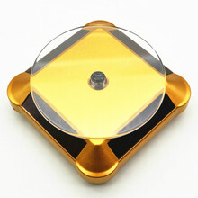 太阳能电动转盘手镯架首饰玉器手串手链托盘饰品手机旋转台道具 金色圆角 双用