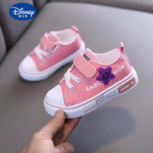 迪士尼 儿童帆布鞋男童女童春夏新款软底板鞋小童宝宝防滑幼儿园布鞋 粉红色 29码内长17.5cm